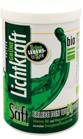 Grüne Lichtkraft® GerstengrasSAFTpulver Bio aus Kamut® & Gerstengras 450g – Hochkonzentriert, vegan, glutenfrei – Reines Saftpulver in Rohkostqualität – Kein gemahlenes Gras – Für Entgiftung