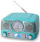 TechPlay QT62BT Turqouise , Retro design compact stereo CD, with AM/FM rotary knob, Wireless Bluetooth reception and USB port. With AUX in and headphone jack