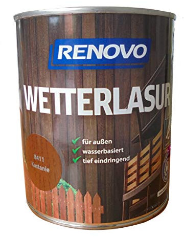 Renovo 750ml, Wetterlasur 8411 Kastanie, Wasserbasiert, für Außen