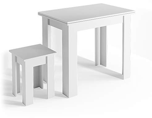Vicco Esstisch mit Stuhl Roman, Küchentisch, Weiß, 90 x 60 cm