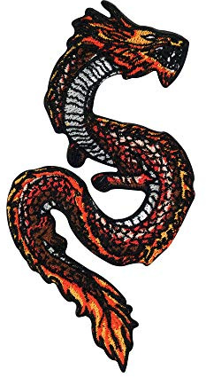 Finally Home Rot Oranger Drache Patch zum Aufbügeln | Drachen Patches, Dragons Bügelflicken, Flicken, Aufnäher für Jungen, Männer, Jungs