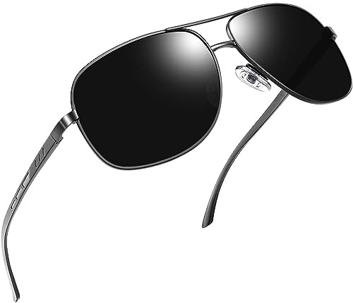 Joopin Militärsolglasögon för Män Polariserade Svart UV400 Polarized Sunglasses Men för Körning Vandring Fiske Golf Grå Ram Svarta Linser