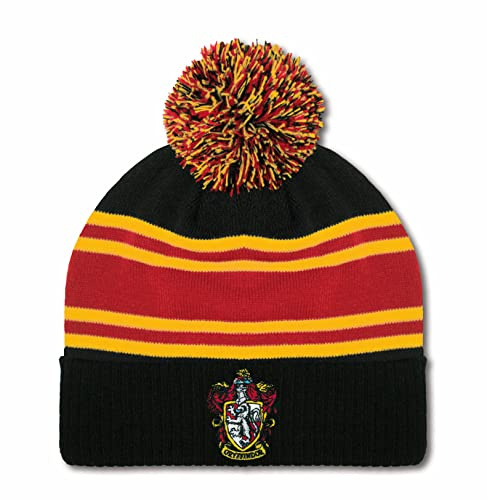 Logoshirt® Harry Potter Gryffindor Logo Bommelmütze Damen & Herren | Offiziell lizenziertes Harry Potter-Merch, 100% Acryl, warme Strickmütze mit detailreicher Gryffindor-Wappen-Stickerei