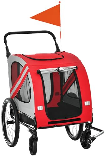 Aosom 2-in-1 Pet Bike Trailer for Medium Dogs Red