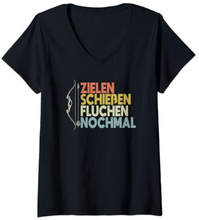Damen Herren Bogensport Damen Bogenschütze Bogenschießen T-Shirt mit V-Ausschnitt