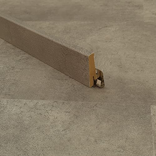TRECOR® Zócalo de vinilo para suelo impermeable (altura: 60 mm, profundidad: 19 mm, 240 cm de largo, rodapiés, longitud: 240 cm), color gris piedra