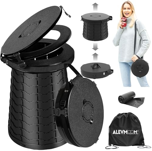 ALEVMOOM XXL Portable Toilets for Adults,Capacity 880lbs,19.7 H Adjustable Camping Toilet with Toilet Bags,Foldable Porta Potty for Camping, Hiking,Campervan,Travel,Car