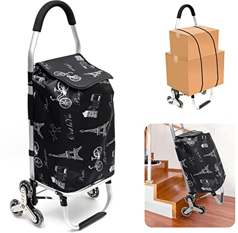 Carrello della spesa con telaio stabile in alluminio e borsa in tela impermeabile rimovibile - Il compagno ideale per fare la spesa comodamente e in modo pratico