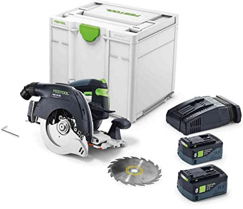 Festool Akku-Handkreissäge HKC 55 5,2 EBI-Plus-SCA (mit Akkupacks BP 18 Li 5,2, Schnellladegerät, Kreissägeblatt, Innensechskantschlüssel), im Systainer