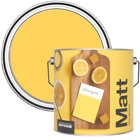 Rust-Oleum ultra strapazierfähige, extra deckende, abwaschbare, gelb matte Wandfarbe - Zitronengelee 2,5 Litres