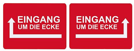 Hinweisschild Eingang um die Ecke Pfeil Links Rechts Selbstklebend Rot