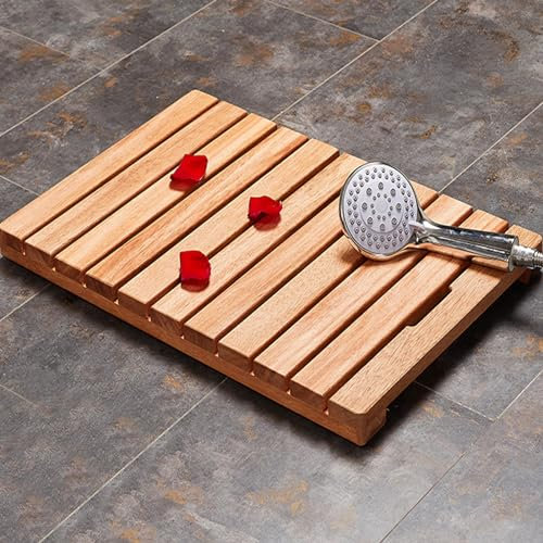 Maßgeschneiderte Lackfreie Duschkabine Holz Badematte,Rutschfeste Wasserdichte Bambus Badematte,Kinder-Duschmatte,Antirutschmatte Badewanne,mit Griff,für Badezimmer,Küche,Flur (150x40cm/59x16in)