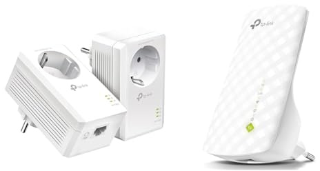 TP-Link Powerline Adapter Set TL-PA7017P KIT(1000Mbit/s & WiFi TP-LINK TL-RE200 (UE) - Blanc