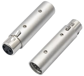 HUALEU Male 5Pin XLR to Female 3Pin XLR DMX Converter Adapter 5Pin Male to 3Pin Female Audio Connector 5-Pin to 3-Pin Conversion Expansion, for DMX Stage Lighting Dimmer Console-2Pack