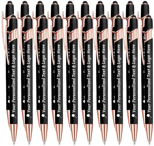 STREADVE Kugelschreiber mit Gravur 20 Kugelschreiber Personalisiert Logo Name Stift Personalisierte Kuli Dankeschön Geschenk Hochwertig für Hochzeit Geburtstag Mitarbeiter, Schwarz