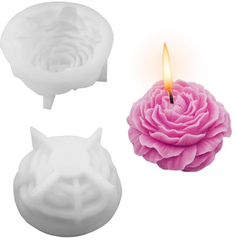 Flower Candle Moulds,1PC 3D Large Peony Honeycomb Candle Moulds for Candle Making,Aromatherapy Soap Making Chocolate Baking Molds for Valentine's Day Wedding Party Home Decoration(Peony Flower Mould)