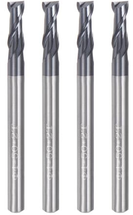 sourcing map 4pcs 4mm Dia 4mm Shank Square Nose End Mill 2 Flutes HRC45 Carbide AlTiN Coated CNC Router Bits Cutter Tools for End Milling CNC Machining
