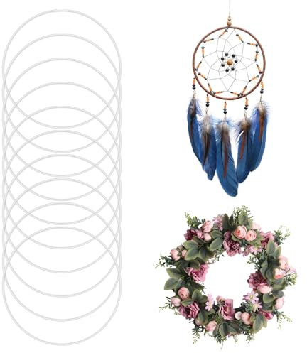 10 Pezzi Cerchio Metallo Bianchi Anelli per Acchiappasogni 20 cm Anello Metallo, Cerchio Metallici per Ghirlanda Decorazioni, Cerchi per Acchiappasogni, Bomboniere, Decorazioni in Macramè e Ghirlande