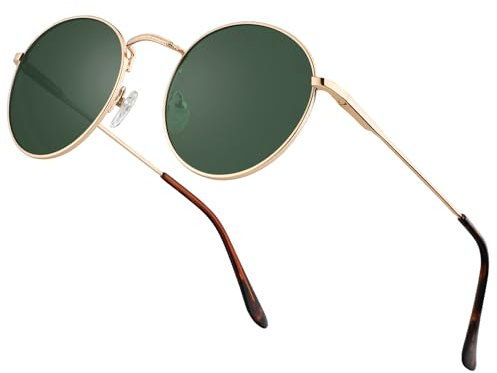 HENGOSEN Sonnenbrille Herren Rund Sunglasses-Men: Polarisiert Runde Sonnenbrille Retro Metallrahmen fur Herren Damen