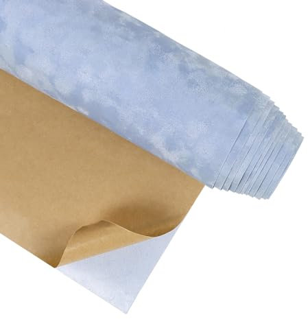 CRE8TIVE Light Blue Velvet Wallpaper Flocking Cloth Self Adhesive Wallpaper Blue Felt Contact Paper Floral Lining Fabric Wallpaper for Bedroom Cupboard Furniture Stickers Jewelry Box 30cm x 200cm