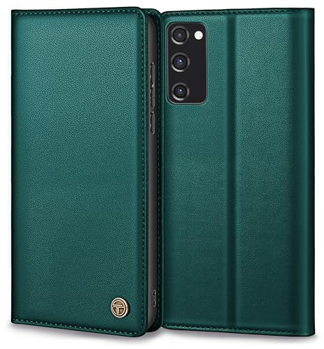 Thorhülle Handyhülle für Samsung Galaxy S20 FE Premium Lederhülle mit Kartenfach, Standfunktion, Klappbar Flip Case, Blau Grün