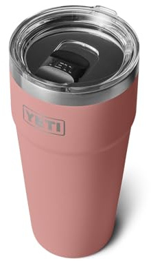 YETI Rambler - Vaso apilable de 880 ml, acero inoxidable, aislado al vacío con tapa MagSlider, color rosa arenisca