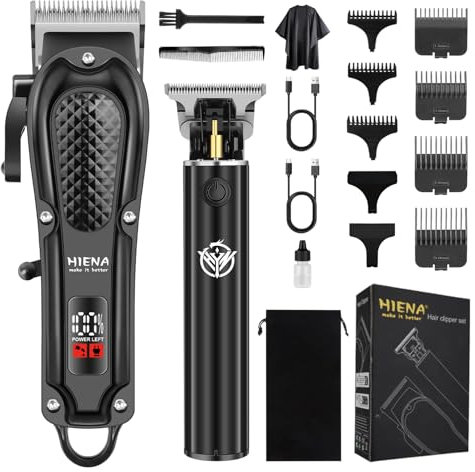 HIENA PRO Hair Clippers Men Professional Beard Trimmer Men for Barber Clippers Set Hair Cutting Machine and Hair Trimmer Set for Barber Kit Aechargeable Hair Cutting Kit with LED Display