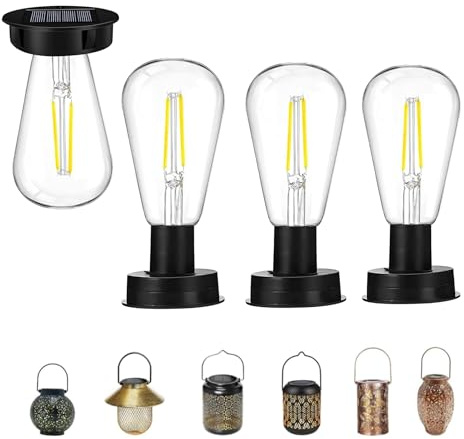 Solarlampen Für Außen | 4 StüCk Solar Glühbirne Solarleuchten Ersatzteile Für Gartenleuchten | 7cm Solarlaterne,Lampions Außen Wetterfest,Solar Hängelampe Outdoor,solar Camping Lampe