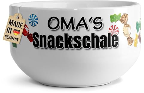 Print Royal PR Müslischale mit Spruch - Omas Snackschale - Süß - Persönliches Geschenk für die Oma zum Geburtstag, Weihnachten, Danke sagen, Muttertag | Keramik, 500 ml