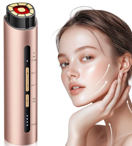 INTEO Microcurrent Facial Device, 3 Modes Red Light Therapy for Face and Neck, Skin Care Facial Massager Perfect Gifts for Women Men(Gold)