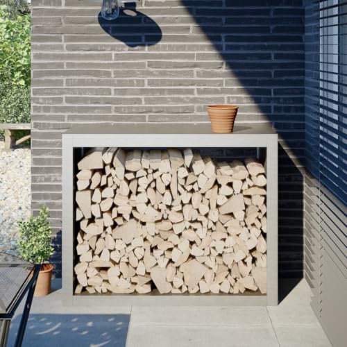 ShGaxin Brennholzregal 100x40x80 cm Edelstahl, Kaminholzregal Aussen, Holzstapelhilfe, Carport, Sichtschutz Garten, Kaminholzregale - 850979