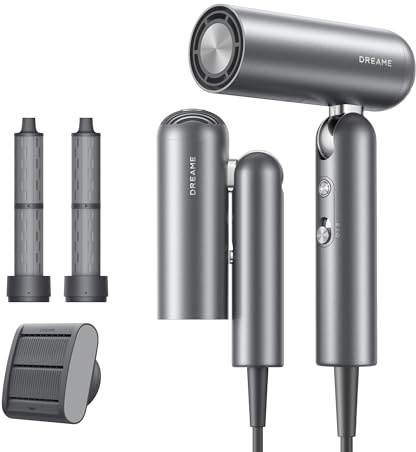 dreame Pocket Neo Hochgeschwindigkeits-Haartrockner, in 3 Formen klappbar, 300 g leicht, 110.000 U/min Motor, 300 Millionen negative Ionen/cm³, 57 °C konstante Temperatur-Space Grau