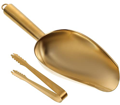 MAGICLULU Pala Para Cubitos De Hielo y Pinzas De Acero Inoxidable Grueso Resistente Para Cocina y Bar Diseño Compacto y Seguro Para Manipular Alimentos y Granos