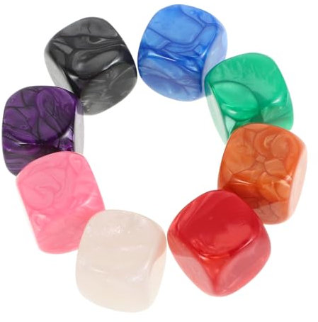 Toyvian 8pezzi Dadi Acrilici Vuoti Da Motivo Colorate e Arrotondato Accessori Da Te Per Giocattoli Giochi Tavolo Apprendimento Educativo Matematico