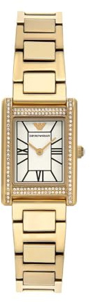 Emporio Armani Watch for Women, 22mm rechteckiges Gehäuse Quarz-Zweizeigerwerk mit Edelstahl- oder Lederarmband