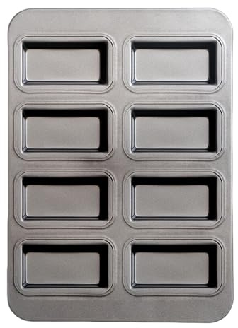 Sghtil Teglia da forno per pagnotta, piccola teglia rettangolare con 8 cavità antiaderenti, strumenti per preparare cupcake, muffin, cheesecake e dessert freddi