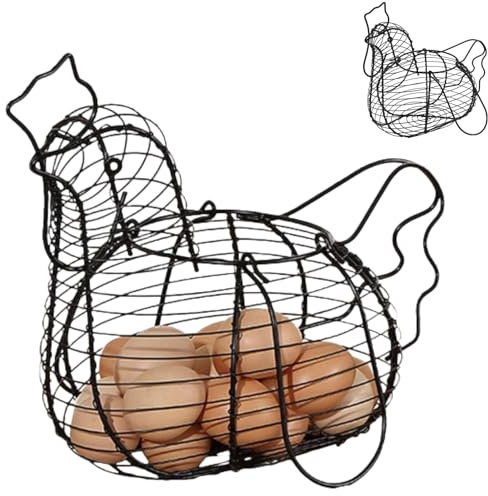 Cesto Porta Uova, Multifunzionale E Pratico Portauovo Filo Cesto Per Uova Di Gallina Filo Cesto Di Frutta Cesto Di Stoccaggio Uova Per Sala Da Pranzo, Soggiorno (Nero)