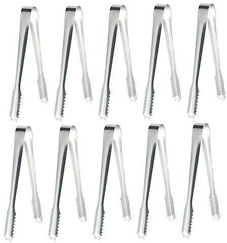 10Piezas Pinzas de Hielo Inoxidable Pinzas Prácticas para Cubitos de Hielo Accesorios para Fiestas Cócteles y Bebidas Frías Duradero