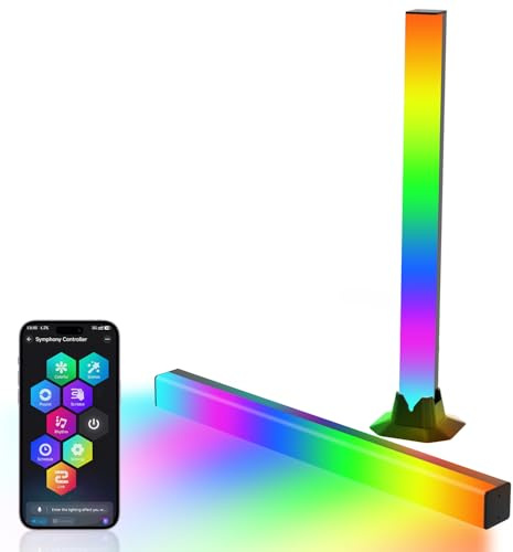 AURORIONCG Barras de Luz LED Inteligentes, 42CM Luces Gaming RGBIC con Sincronización Musical, Iluminación Ambiental con App, Retroiluminación TV para PC, Gaming, Decoración de Habitación (Pack de 2)