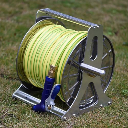 Carrello avvolgitubo, 60 m in acciaio inox da giardino, scaffale portatile per prato esterno, avvolgitubo per camion tubo dell'acqua