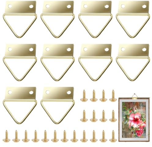 10 Pezzi Ganci per Quadri per Parete Rigida Kit per Appendere Quadri Gancio per Parete Rigida Triangolo Grande