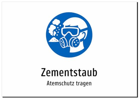 36784-DE-S-10 | Zementstaub - Atemschutz tragen | Aufkleber A5, 210 x 148mm | mit Symbolgrafik und Text