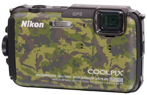 Nikon Coolpix AW110 Outdoor-Digitalkamera (16 Megapixel, 5-fach opt. Zoom, 7,6 cm (3 Zoll) OLED-Display, wasserdicht bis 18 m, stoßfest bis 2 m, kälteresistent bis -10 Grad, Wi-Fi, GPS, elektronischer Kompass, Weltkarte, Geotagging) camouflage
