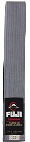 FUJI Kids Brazilian Jiu Jitsu Belt with Rank Bar, BJJ Belt for Children, Grey, Size C0