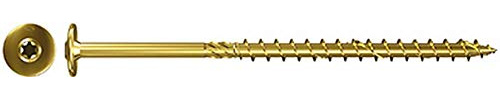 fischer Power-Fast FPF-WT 10,0 x 140 YZP - Holzbauschrauben mit Tellerkopf und Teilgewinde für Holzrahmenbau oder Ständerbau, gelbverzinkt - 50 Stück - Art.-Nr. 659266
