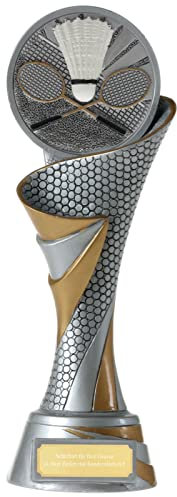 KDS FG Pokal L Trophäe Federball Badminton mit Emblem 70 mm schwer mit Gravur