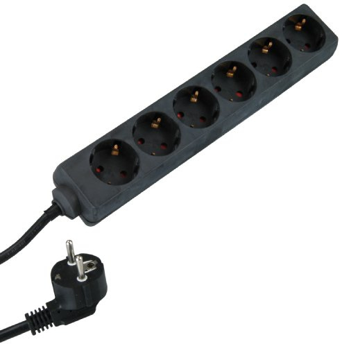 UNITEC Tischsteckdose, 6-Fach, 3 m, H05VV-F 3G1.5 mm², schwarz