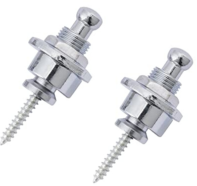 Musiclily Basic Gitarre Strap Locks Security Lock Gurtpins Chrom 2 Stück | Metall, für E-Gitarre /Akustik Klassische Gitarre/Bass