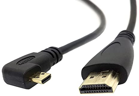 CY - Cable micro HDMI para teléfono celular, tableta y cámara, ángulo izquierdo, 90 grados a HDMI macho HDTV (1,5 m)