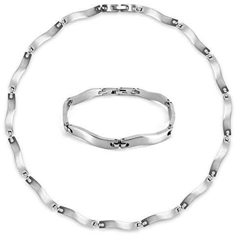 Soul-Cats traumhaftes Set Edelstahl Collier und Armband Silber matt glänzend